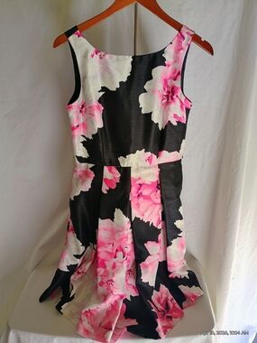 Black Mini Dress with Pink Floral Print